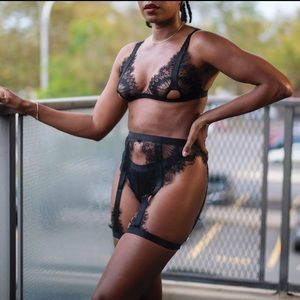 Black 3 piece Lingerie Set from Mocha & Cream